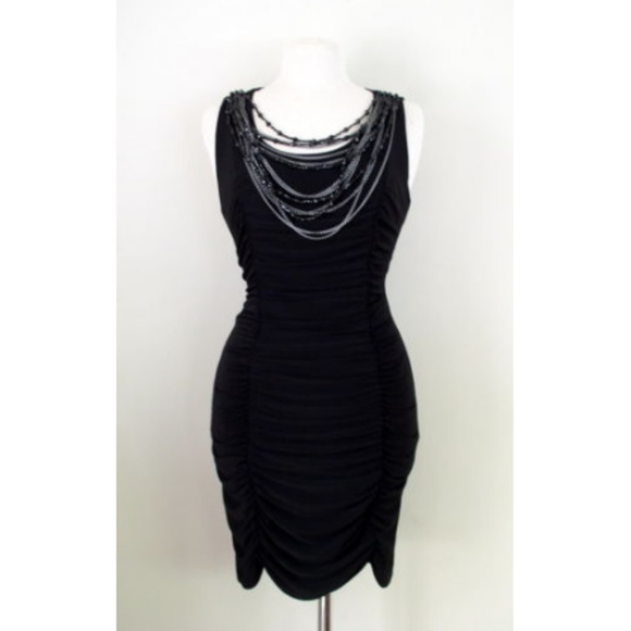 Cache Black Ruched Little Black Dress Sz M - Picture 5 of 8